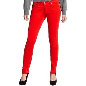 AG The Stilt Cigarette Leg Red Corduroy Pants 26R